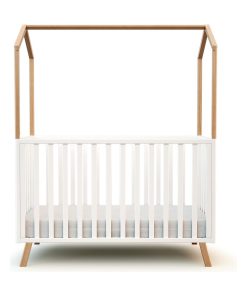 AT4 - Lit Bébé 60x120 CONFORT - Blanc Marron