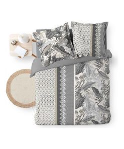 Parure Housse de couette + taie Nature charme - Gris