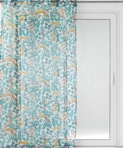 Voilage à œillets 140x240 Jungle Story blanc - Bleu
