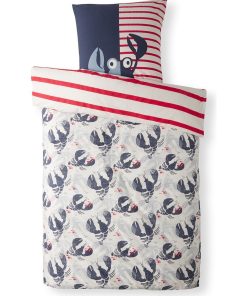 Housse de couette Catimini Creativ Cotier et taie d'oreiller Ecrevisse - 100% Percale De Coton - Blanc