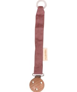 Attache tétine en bois et coton Dusty Rose - Rose