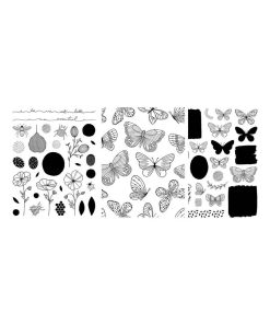 3 tampons transparents - plantes & papillons - N/A