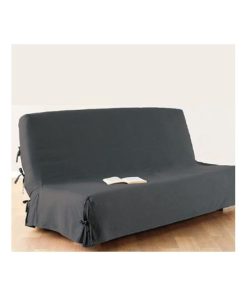 Housse de clic clac 140x200 cm gris foncé 100% coton - Blanc