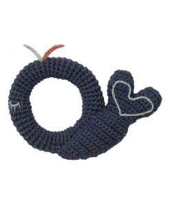 Hochet tricoté Baleine - Bleu