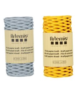 2 bobines fil kraft bleu tendre/ jaune 2mm x 25 m - N/A