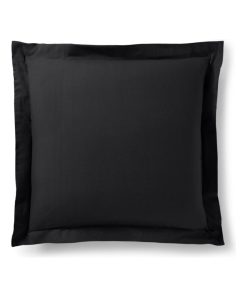 Taie d'oreiller Noir 63 x 63 cm volant plat piqué / 100% Coton / 57 fils/cm² - Noir