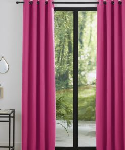 Lot de 2 rideaux occultant fushia 140 x 260 cm - Rose