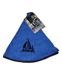 Essuie mains torchon rond brode bateau - Bleu