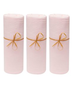 Lot x3 Draps housse bébé 100% jersey Bio peigné - 'P'tit Basile' - Rose clair