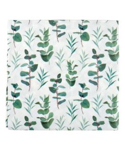 Lot de 20 serviettes en papier Branche d'eucalyptus - Blanc