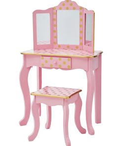 Coiffeuse enfant tabouret miroir en bois rose Fantasy Fields Teamson TD-11670L - Rose