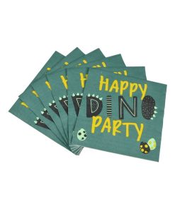 Lot de 20 serviettes en papier Dino Party - Vert