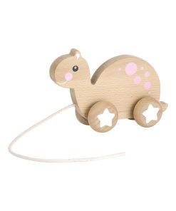 Jouet à tirer en bois tortue - Rose clair