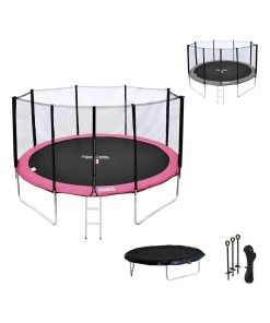 HAPPY GARDEN - Trampoline Ø370cm avec accessoires, Perth - Rose