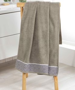 Drap de bain 90 x 150 cm ethnic Estebane Kaki - Kaki