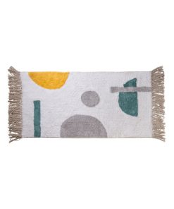 Guy Levasseur - Tapis de bain en coton figuratif blanc à franges - Blanc