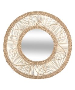 Miroir rond seagrass Fleur D58 - Beige