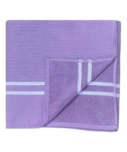 Fouta 0,90x1,70m tissage nid d'abeille 355 gr doublée éponge Waffle - Violet
