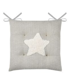 Lot de 4 galettes de chaise 4 points 38x38 Hayden ficelle coton - Gris