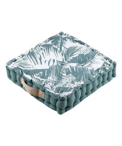 Coussin de sol 45x45 cm Bamako pétrole coton - Bleu
