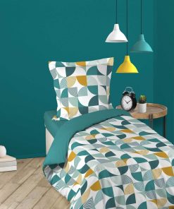 Parure Housse de couette + taie Collection Géo-Rythme - Vert