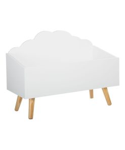 Coffre à jouets en bois pour enfant nuage blanc. - Blanc