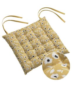Galette de chaise matelassee Flo fleurie - Jaune