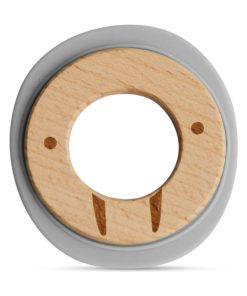 Anneau de dentition en bois et silicone - Gris