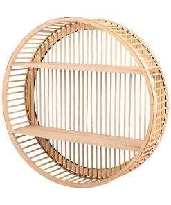 Étagère design rond bambou 2 niveaux D50 - Beige