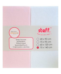 Steff - Drap housse - coton - lot de 2 - OEKO tex standard 100 - Blanc Rose