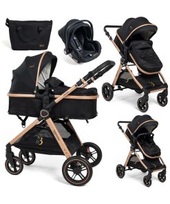 BEBELISSIMO - Poussette combinée trio 3 en 1 - siège auto 0m - jusqu’à 22kg – Nicea - noir - N/A
