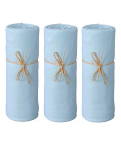 Lot x3 Draps housse bébé 100% jersey Bio peigné - 'P'tit Basile' - Bleu ciel