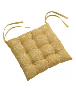 Galette de chaise matelassee Visage nymphea - Jaune