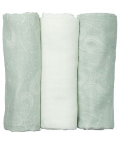 Lot de 3 langes 70x70 bébé Trois Kilos Sept - Vert