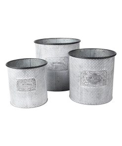 Lot de 3 cache pots métal Bloom - Gris