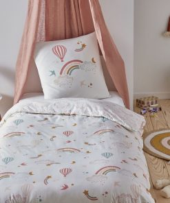 Future Home - Parure de lit enfant en coton 57 fils imprimé blanc - Blanc
