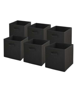 Paniers intissés pliables - lot de 6 - Noir 27x27x27cm - Noir