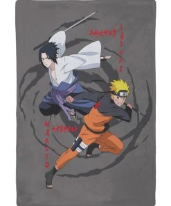 NARUTO SHIPPUDEN - Plaid Naruto et Sasuke 110x130 cm - 100% Polyester - Gris - Gris