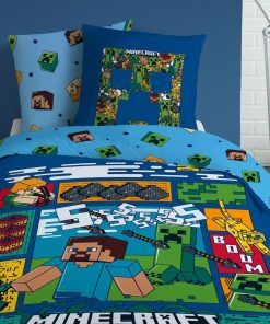 Parure de lit 'Minecraft' - 1 personne - Bleu