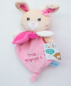 doudou Babynat Lapin Rose Trop Mignon Kawaii Plat - Rose