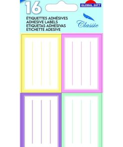 16 étiquettes adhésives scolaires - Rectangles - Pastel - N/A