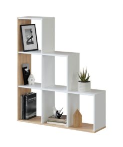Bibliothèque Escalier 6 Cases L108 X H110 Cm - Blanc
