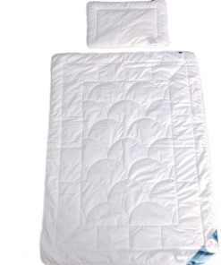Couette et oreiller enfant en coton percale et bambou - Blanc