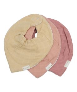 Lot de 3 bavoirs bandanas Pastel Flower - Rose