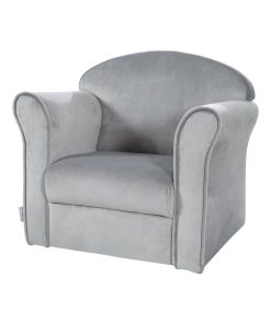 ROBA Fauteuil Club en Velours "Lil Sofa" - Chaise Rembourrée avec Accoudoirs Confortable - Gris - Gris