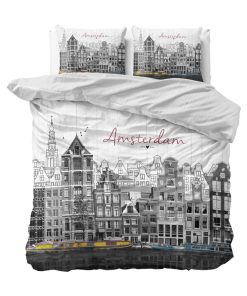 Parure de Lit Double Coton Amsterdam Canal - Blanc