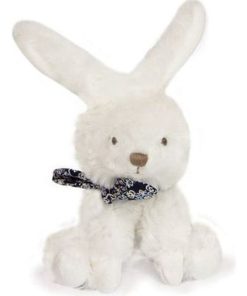 Doudou Doudou et Compagnie lapin blanc bandana bleu foncé Pantin - 12 cm mon chouchiou - Blanc