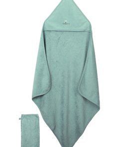 Eveil Et Nature Cape De Bain Et Gant Coton Bio - Vert