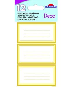 12 étiquettes adhésives scolaires - Rectangle dorés - Dorures - N/A