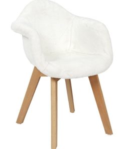Fauteuil scandinave imitation fourrure blanc pour enfant - Blanc
